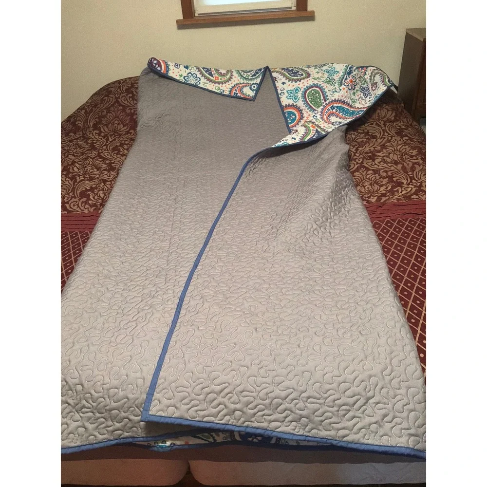 Handmade‎ Reversible Paisley Quilt Full Queen Multi-Color Excellent Boho Floral